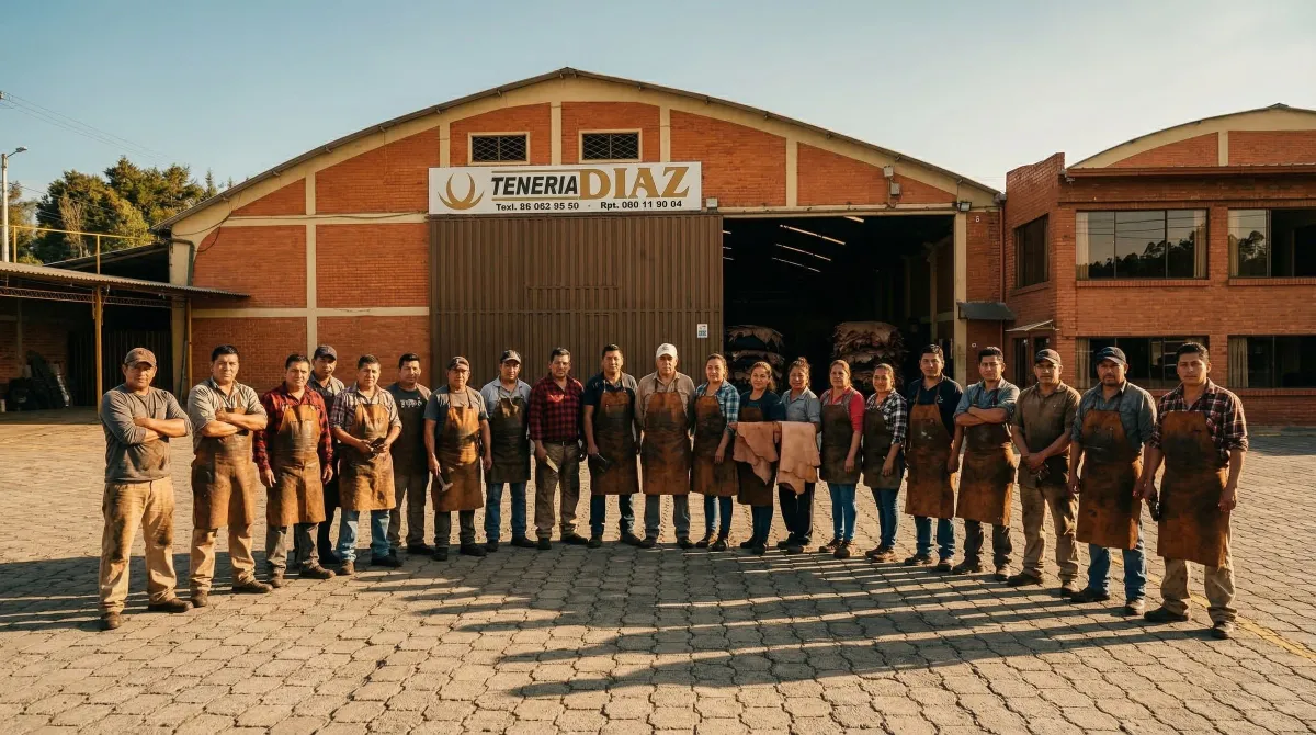 Equipo de trabajadores de Tenería Díaz en la planta de Ambato